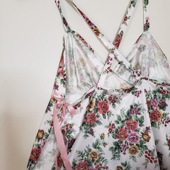 Vintage Romantic Floral Chemise & Panties Sexy Set Bows Size Large - Picture 8 of 8